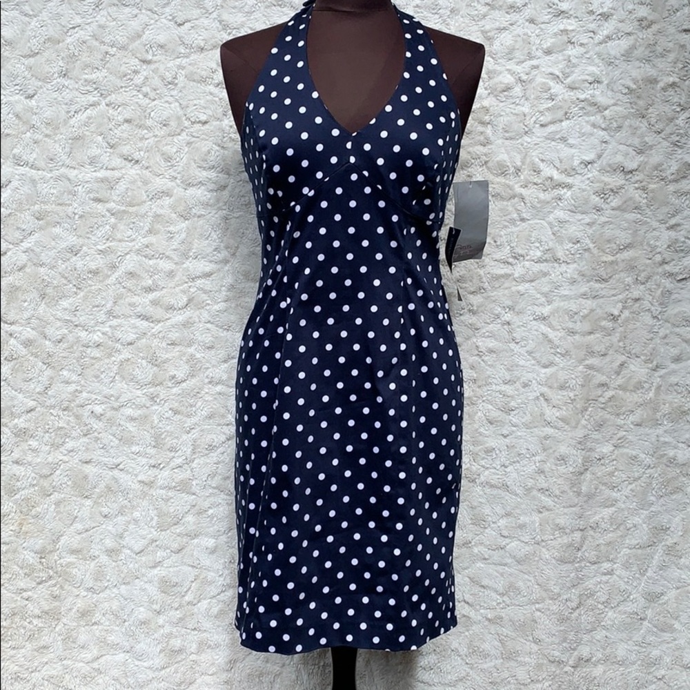 NWT JONES Blue/White Polka Dot Dress